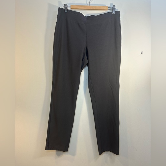 Eileen Fisher Pants - EUC Eileen Fisher Elastic Waist Straight Leg Pants Gray Stretchy Sz M L Mid Rise